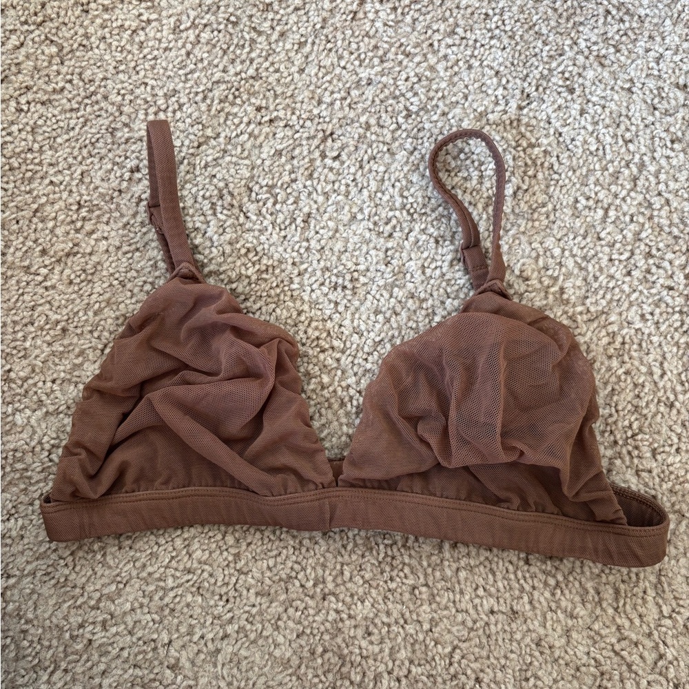 Skims triangle Brown Mesh Bralette in M